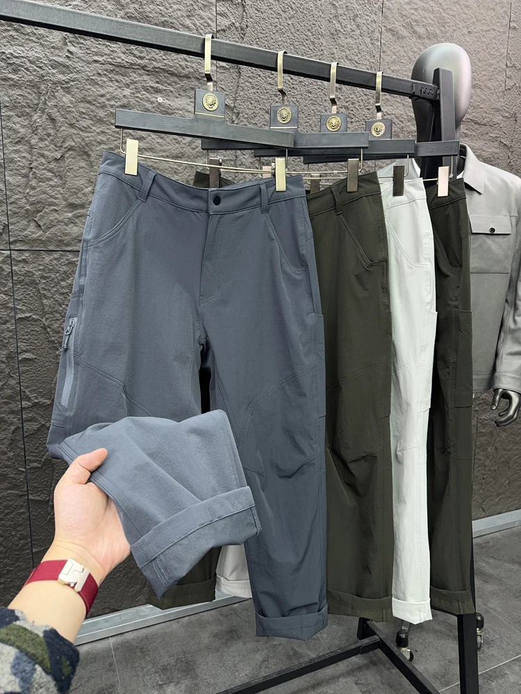 

Мужские уличные повседневные брюки, весна-лето, прямые дышащие брюки на молнии, футболка, размерная футболка