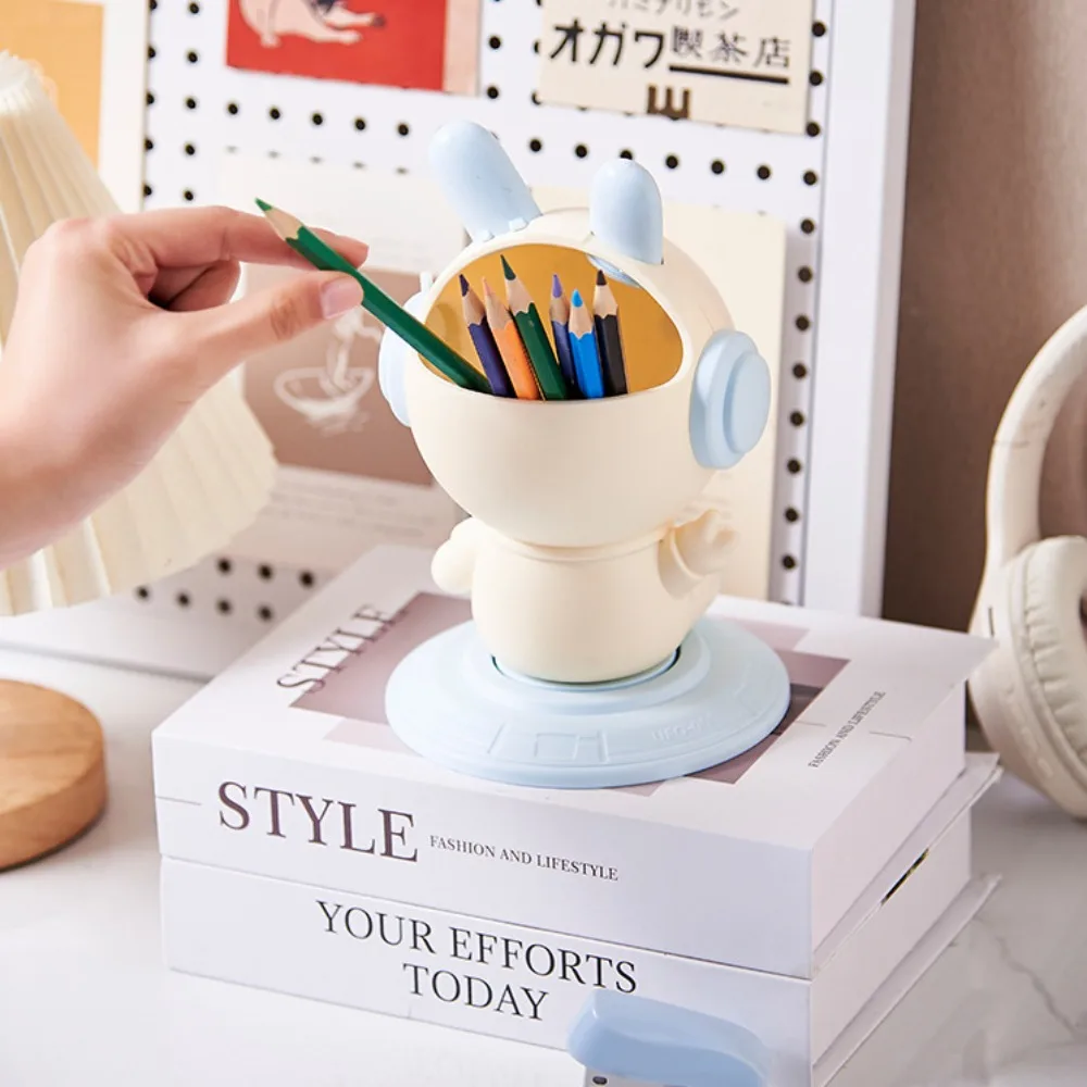 PP Rabbit Pen Holder Rotate Three-dimensional Stationery Storage Box Multifunctional Oblique Insertion Makeup Brush Holder