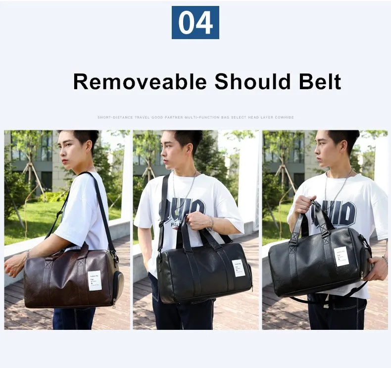 PU Travel Bag Men Women Trip Bag Cylinder Waterproof Handbag Large Capacity Aircraft Luggage Sports Gym