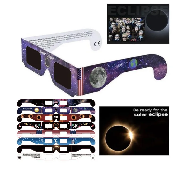 Solar Eclipse Safety Glasses Paper Frame Black Filter Lens Sun Observation Eyewear Safe Sunglasses Astronomy Party Use