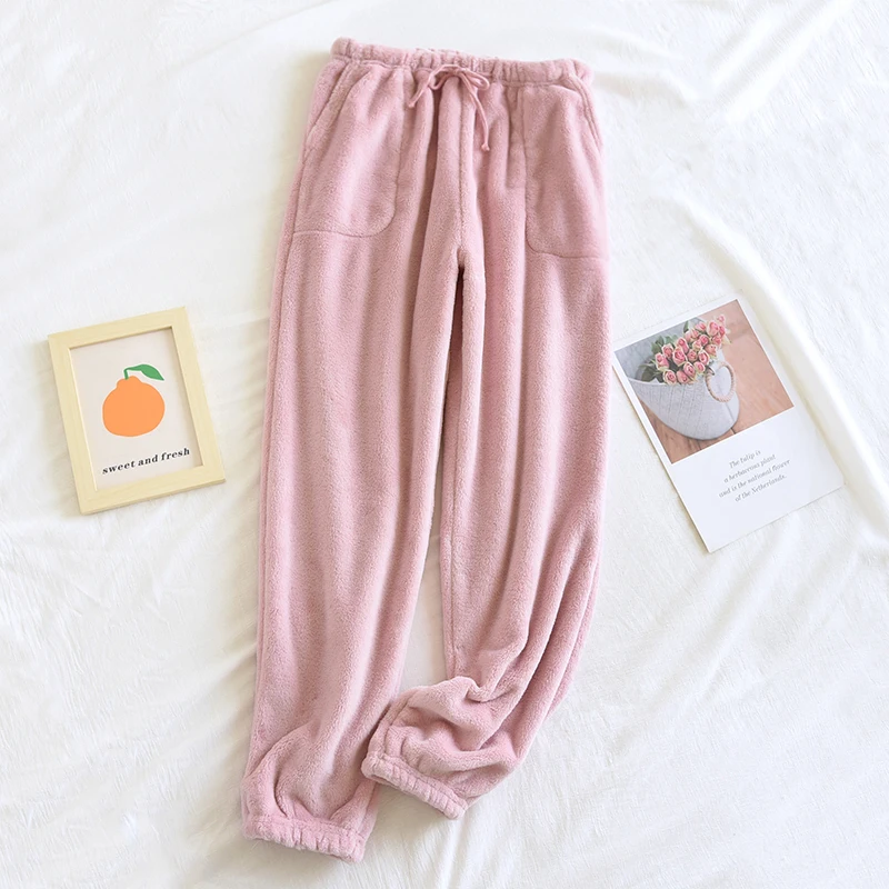 Autumn And Winter Flannel Couple Home Clothes Warm Homewear Female Thick Pajama Pants Plus Size Mens Sleep Bottom Lounge Trouser