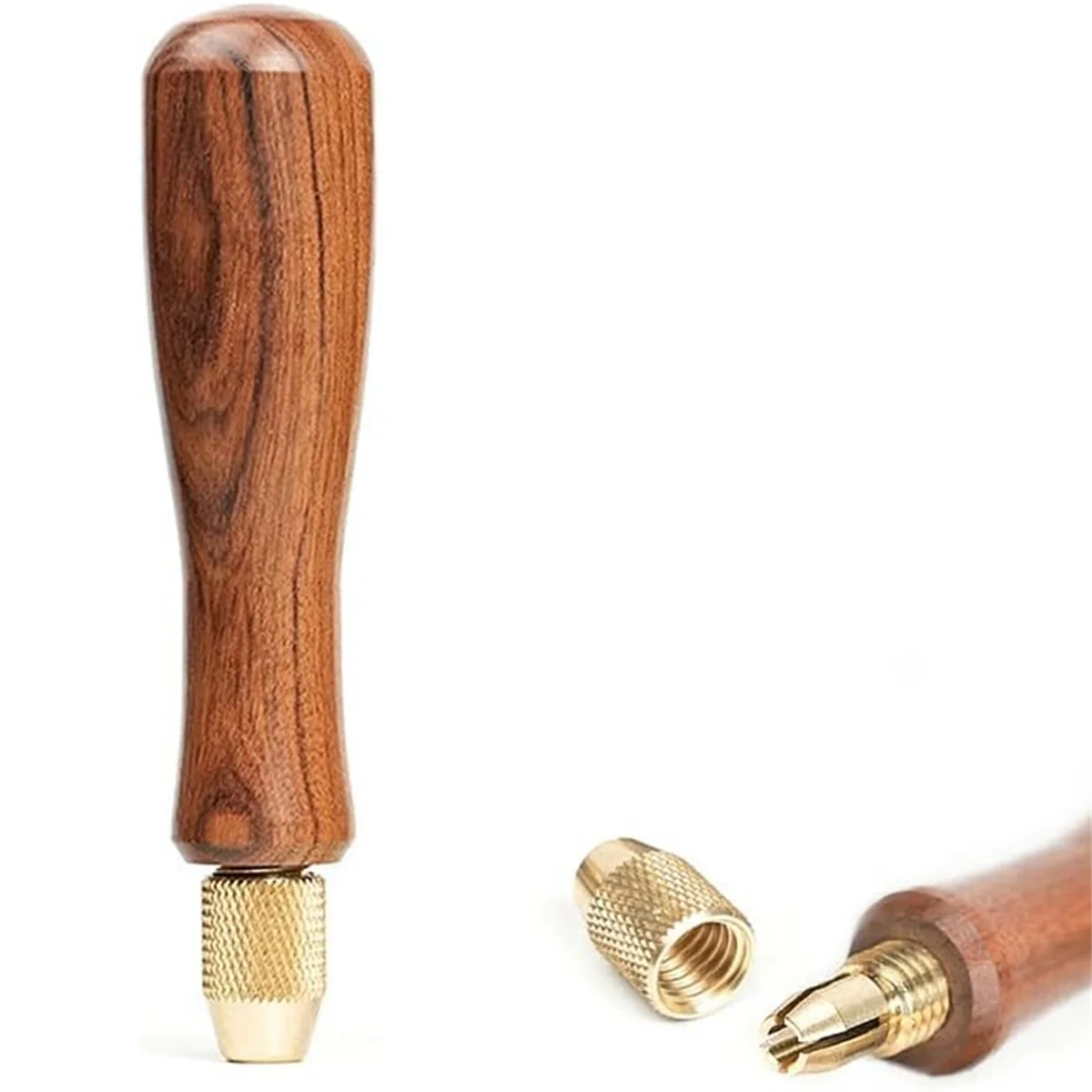 New Wood File Handle Wooden Handles with Brass Collet Chuck for Small Files Accessories DIY