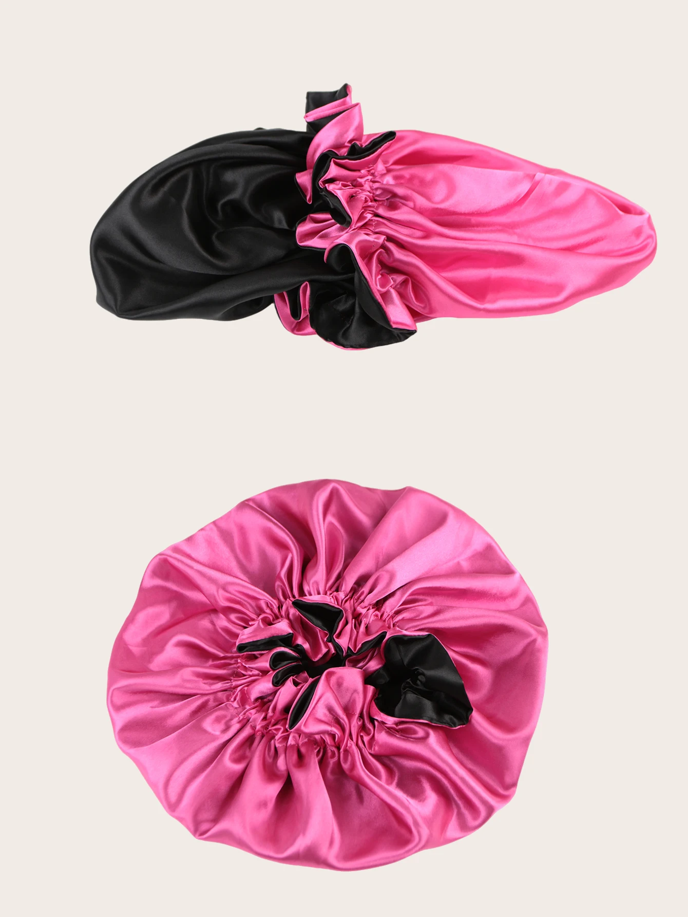 1 Stück doppellagige Satin-Mützen mit geschnürten Kanten, passende Farben, Schlaf-Mützenkappe – Detail 8