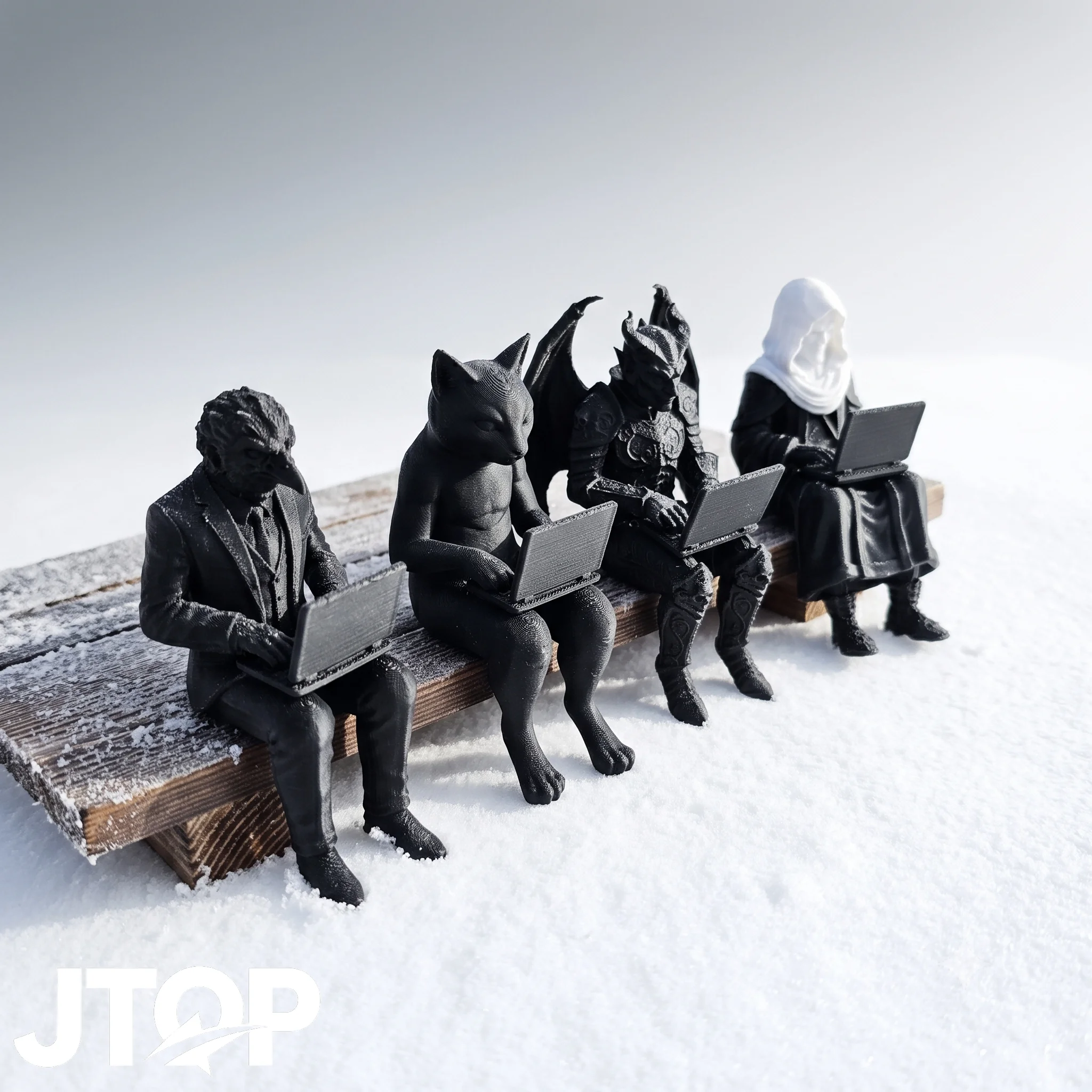 Gothic Office Worker Shelf Sitter Figurine Set, Dark Halloween Desk Decor, Goth Office Decor Niche Collectibles, Novelty Gag Gift, Window & Tabletop Display, Macabre Creative Craft Sculpture, Funny Prank Gift, Desktop Companion