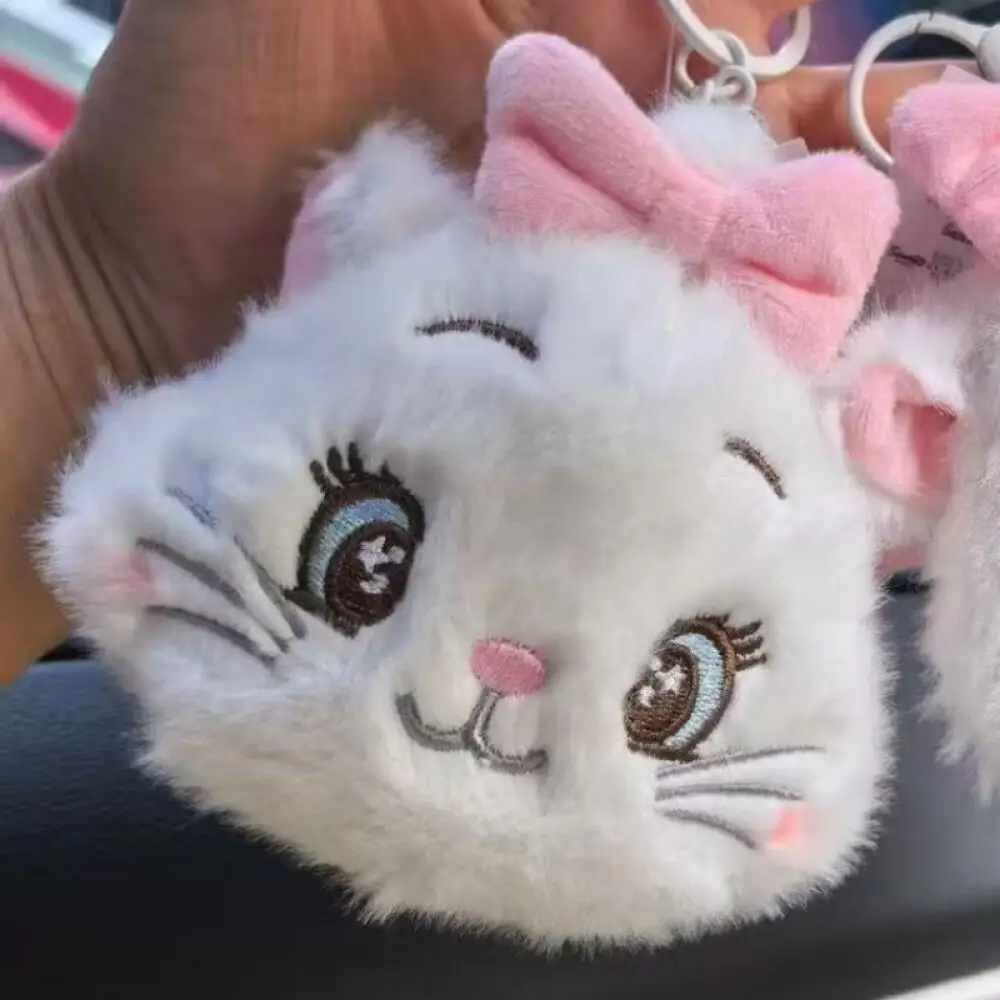 LLavero de peluche de gato Marie de los Aristogatos de Disney, monedero con cremallera de doble capa, mochila portátil, adorno colgante, regalo de Navidad para niña