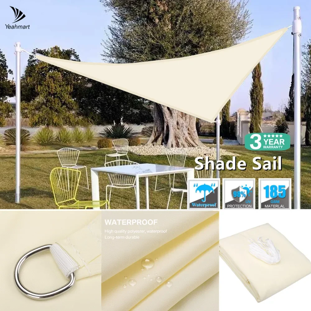 Triangle Sun Shade Sail 98%UV Resistant Waterproof Awning Outdoor Patio Garden Lawn Backyard Sun Shelter Canopy Fence Privacy