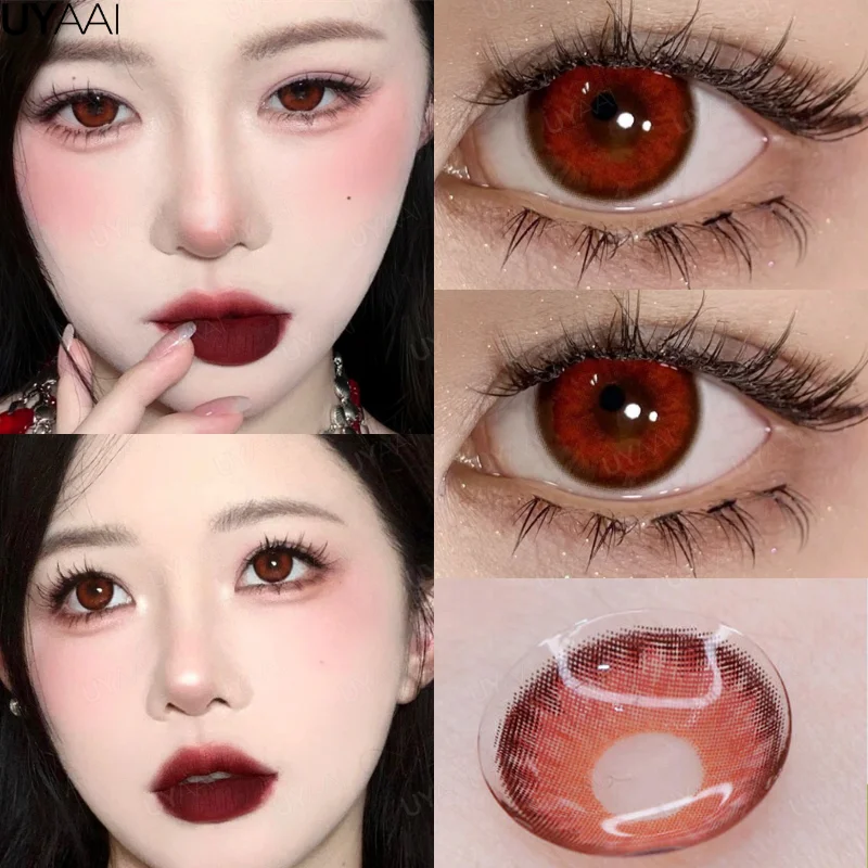 UYAAI Farbige Kontaktlinse, farbige schwarze Linsen mit Dioptrien, rote Linsen, koreanische blaue Linse, rosa Anime-Linse, grüne Farblinsenauge – Detail 7