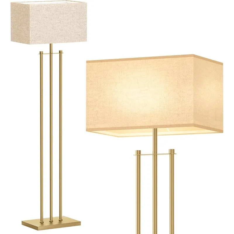 

Gold Floor lamps for Living Room, Tall Modern Standing lamp with Linen Shade, Decorative Simple Design Floor Lamps