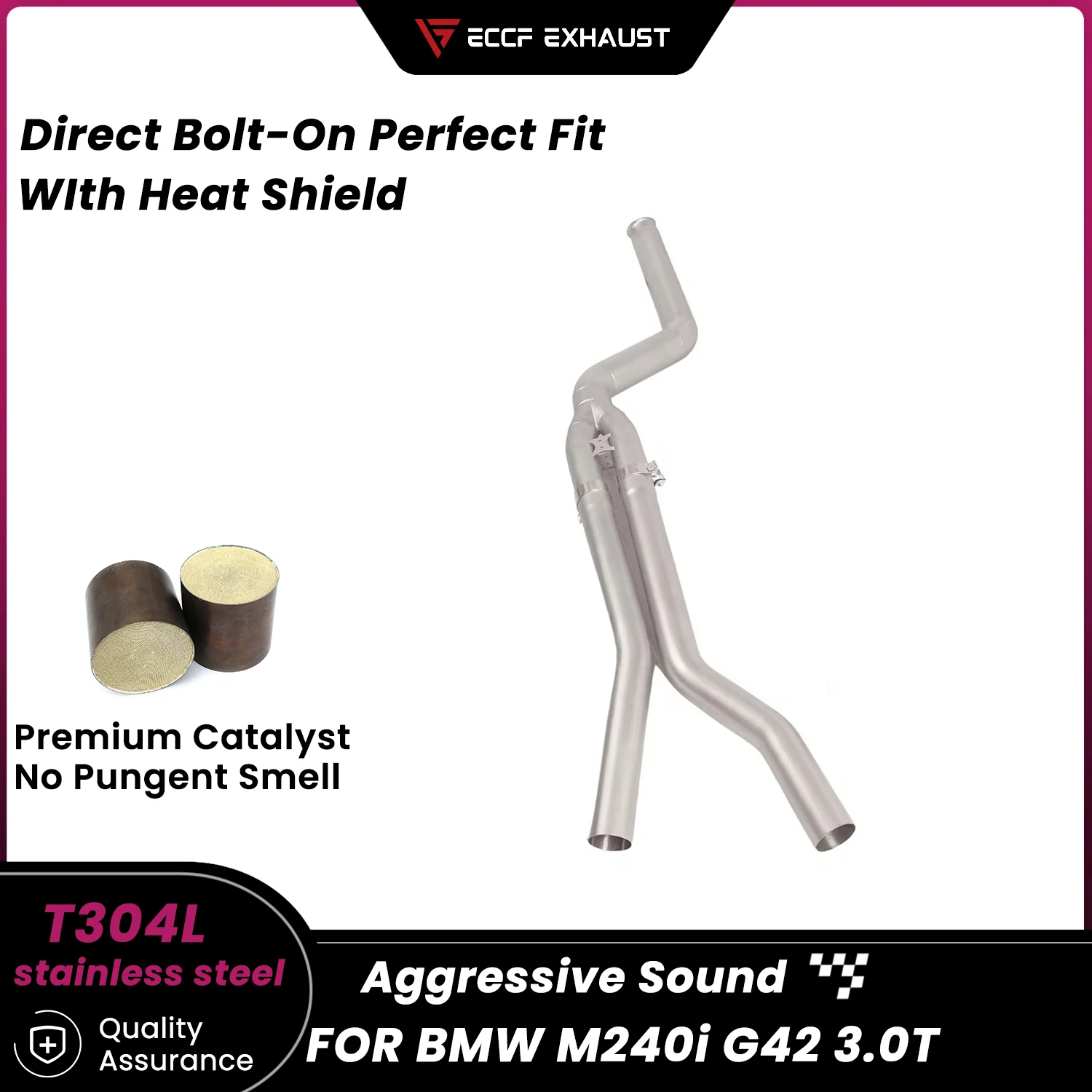 

Stainless Steel Sports Mid pipe For BMW M240i G42 3.0T Nice Collectr Aggressive Exhaust Sound High Flow