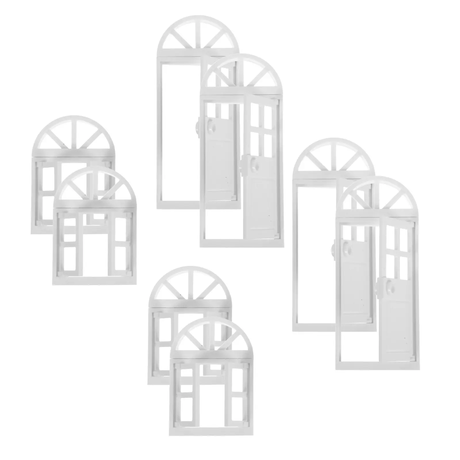 

8Pcs Miniature Dollhouse Accessories Detailed Plastic Window Frames Doors for DIY Tiny House Craft Decoration Kit