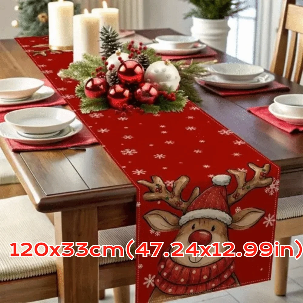 New New Year Christmas Table Runner Snowman Santa Claus Christmas Tablecloth Navidad Gift Elk Table Decor Home Decor