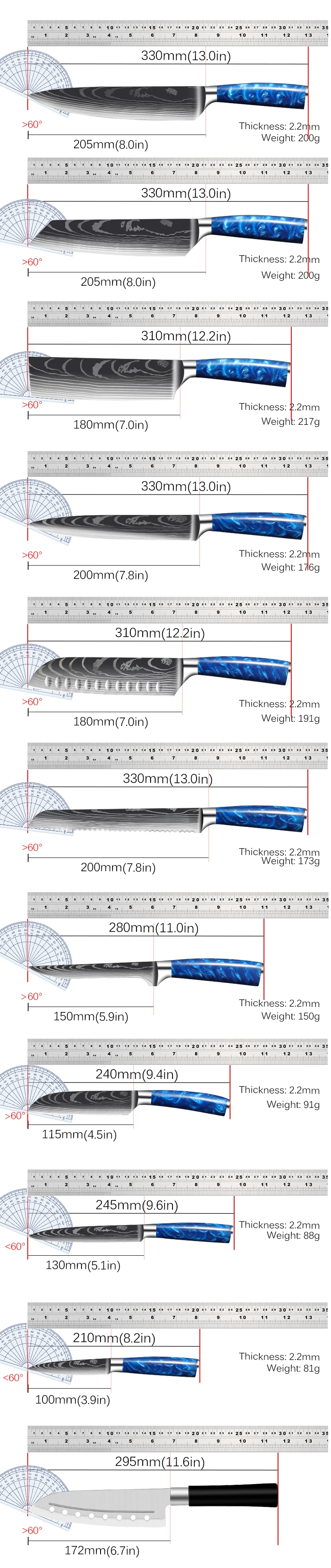 8 Inch Damascus Knife Chef's Knives Japanese Santoku knife  7Cr17mov High Carbon Stainless Steel Vegetable Meat Cooking Knife