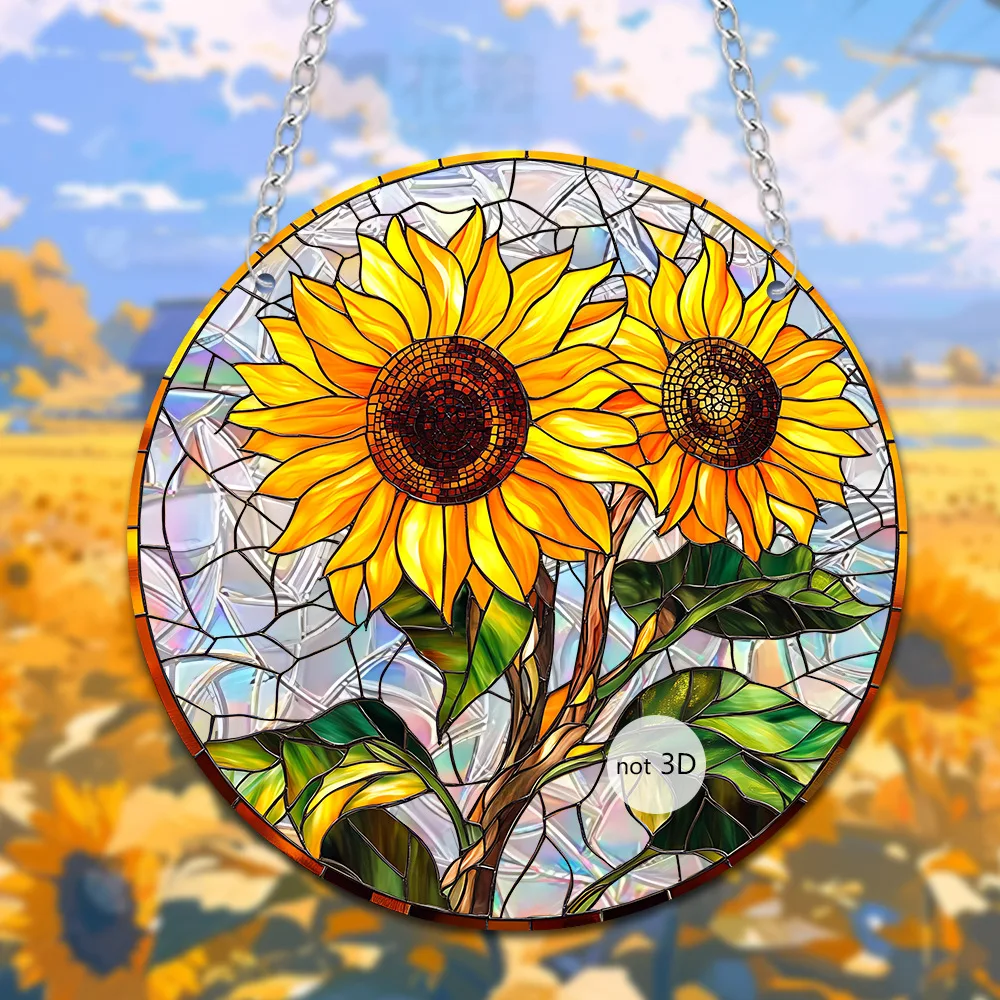 

New Sunshine Sunflower Color Film Glare Color Hanging Window Porch Ornament