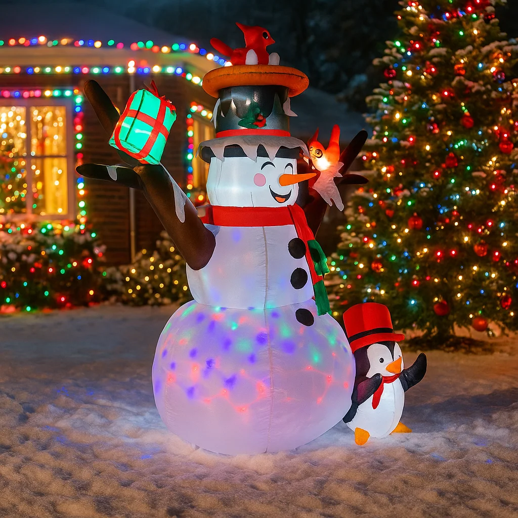 1.8 متر/5.9FT نفخ ثلج البطريق مع أضواء LED ديكورات المنزل اللعب عيد الميلاد ساحة عطلة لوازم الديكور حديقة في الهواء الطلق #5