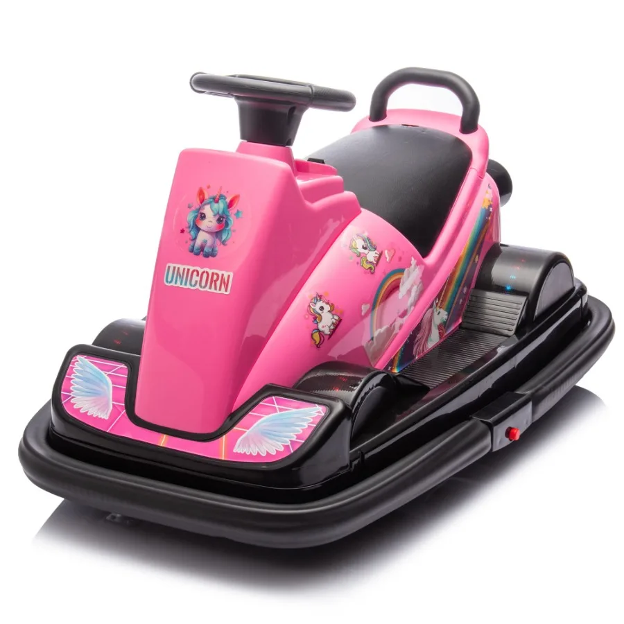 

12V Ride On Motor Bumper Car integrating system Rotate 360 degrees in place Collision triggers sound effects and lights Fourwhe
