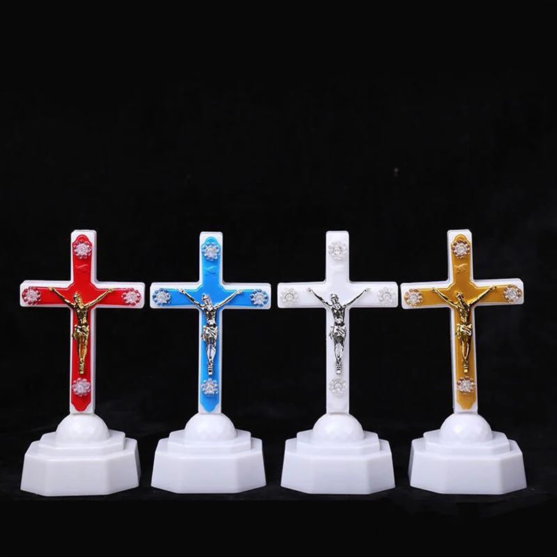 LED Electronic Night Light Christ Jesus Cross Home Church Pray Ornaments Church Souvenirs Crucifix Decoration