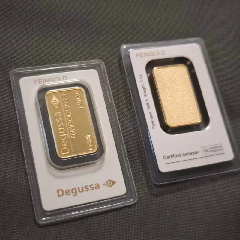Non-Magnetic Degussa Gold Plated Bar 1oz/20g/50g/100g German Brass Gold Bars Replica Copper Crafts