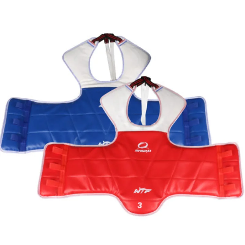 WTF Approve Taekwondo Chest Guard Kids Adults Red Blue Karate Tae Kwon Do Protectors Back Supporters TKD Armor Double-sided Wear