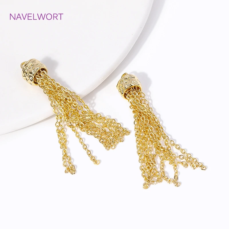 Trendy 18K Gold Plated Brass Tassel Charms For Earrings Jewelry Making DIY Tassel Pendant Jewelry Accessories Wholesale