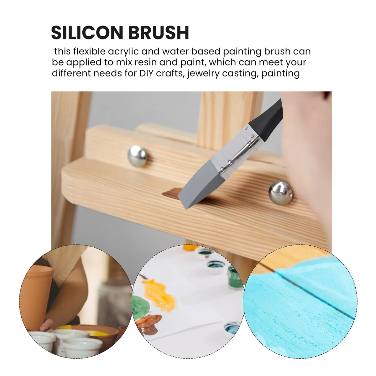 Silicone Color Shaper Brush Wide Firm Flat Silicone Paint Brush Flexible Acrylic and Water Based Painting Tool, 1 Inches