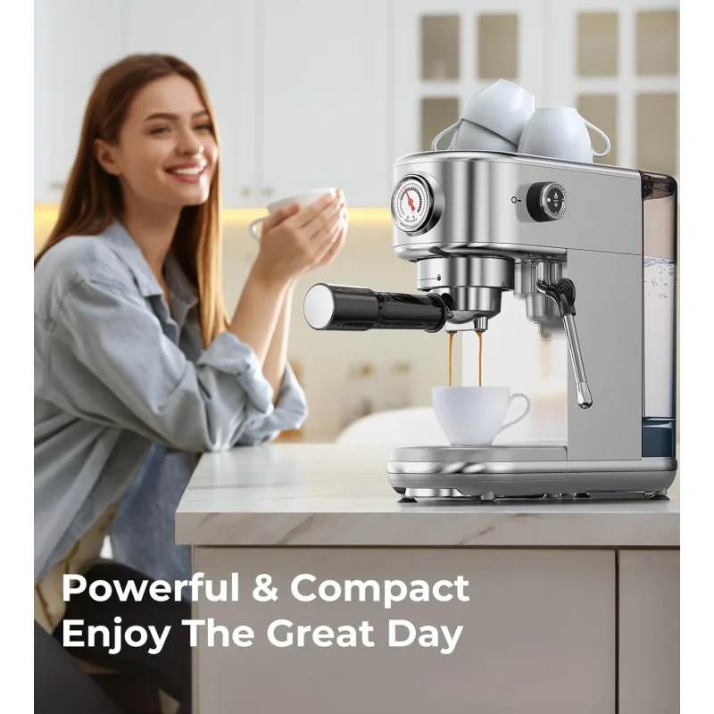 

(UUX) with Milk Frother, 20 Bar High Pressure Professional Espresso Maker Automatic, Compact Stainless Steel Machine UQ