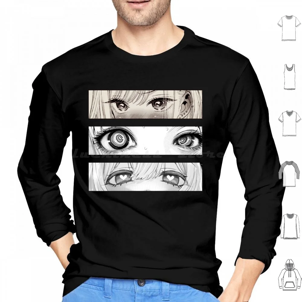 Lewd Manga Monochrome Eyes Bundle Hoodie cotton Long Sleeve Anime Manga Anime Girl Doujinshi Waifu Car Slap Heart Shaped