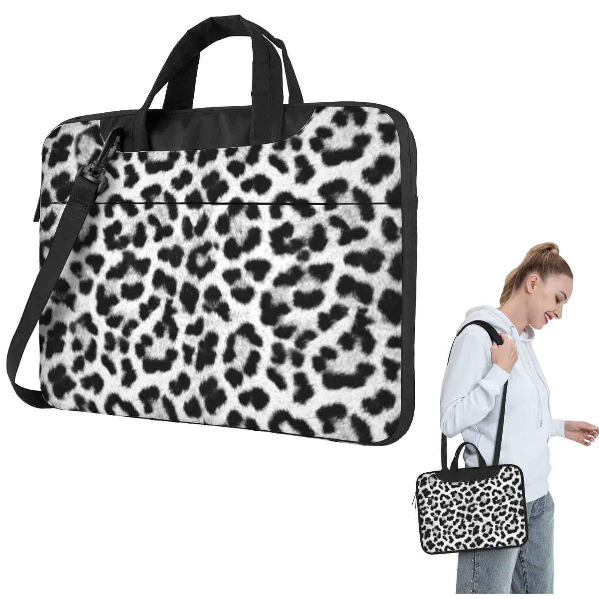 Leopard Print Crossbody Laptop Bag Case Computer Bag 13 14 15.6 Inch Notebook Pouch for Lenovo