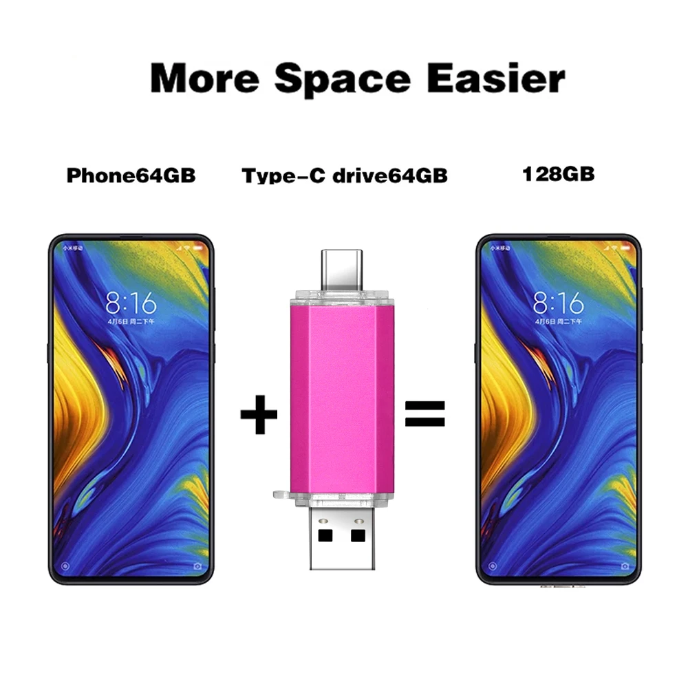 Pendrive OTG 2 en 1, disco de memoria de 128GB, 64GB, 32GB, 16GB, aplicación usb tipo C