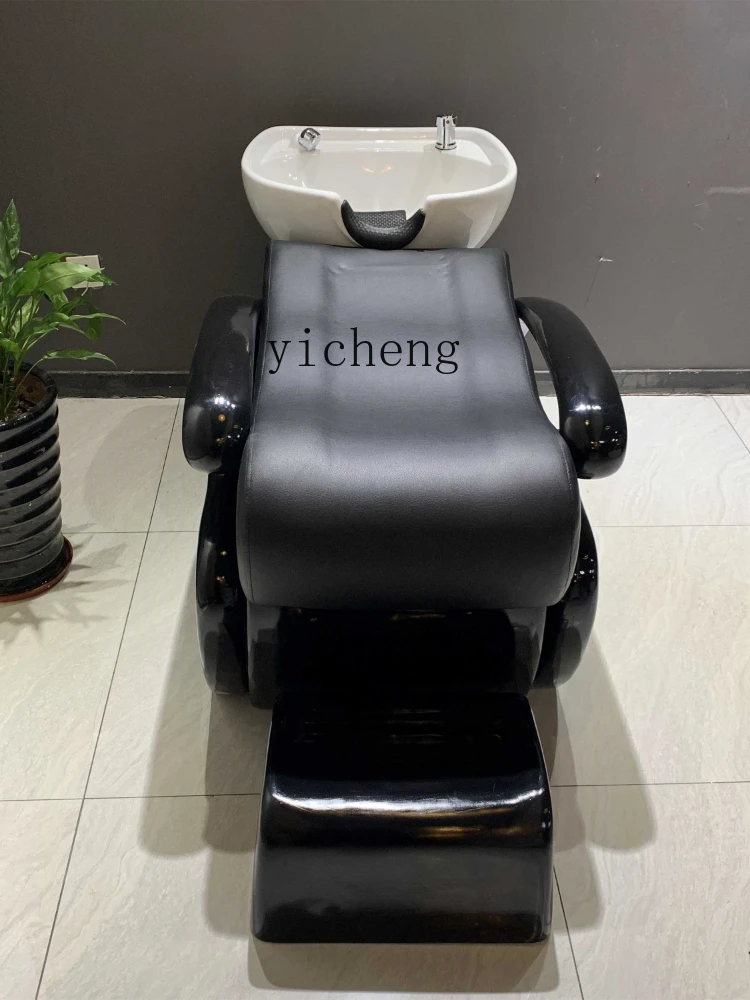 

Barber Shop Shampoo Chair Half Lying Flushing Bed for Hair Salon Hairdressing Shampoo Ceramic Basin
