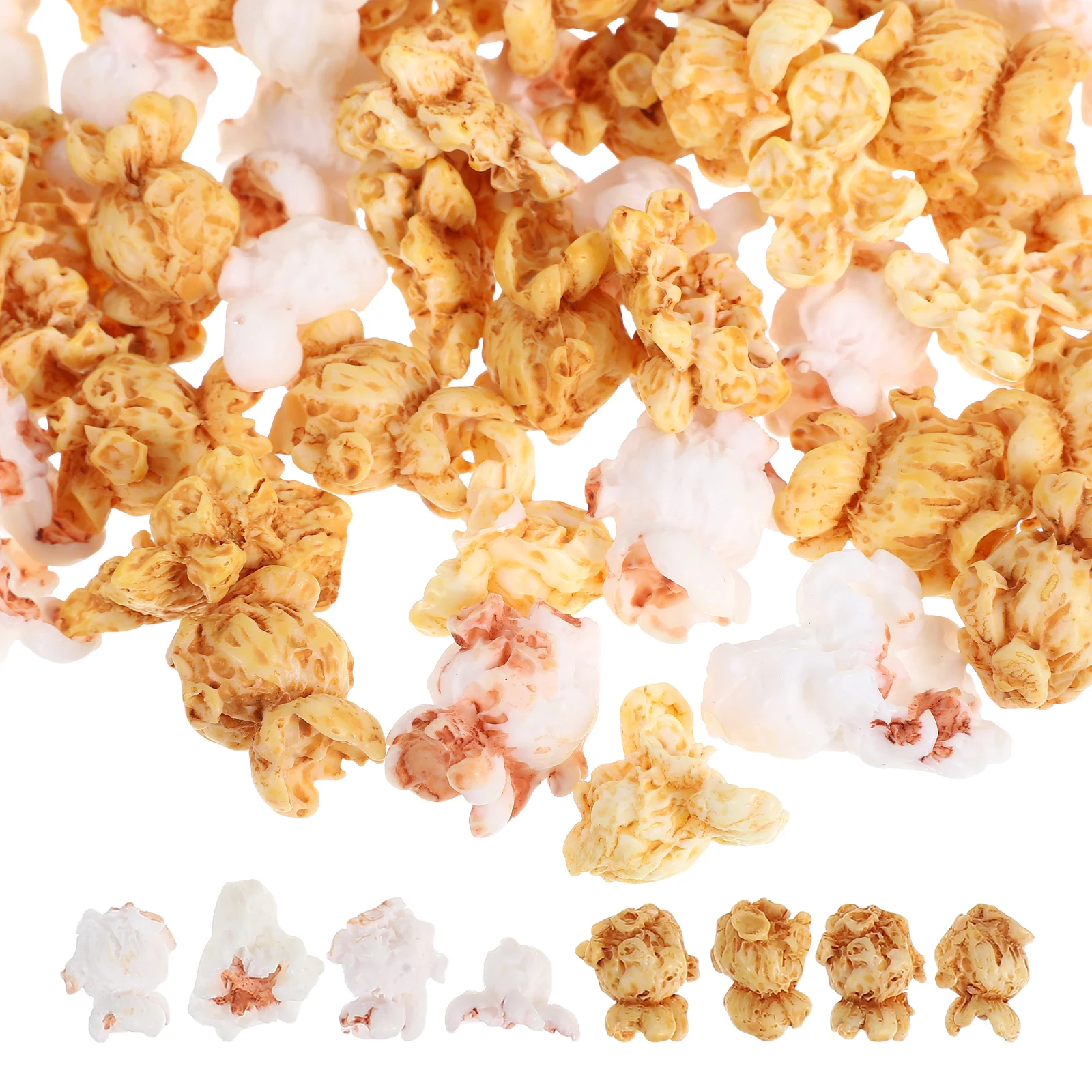 

100 Pcs Artificial Popcorn Miniature Faux Decorative Resin Creative Stylish Christmas Craft Display Props Accessories Simulated