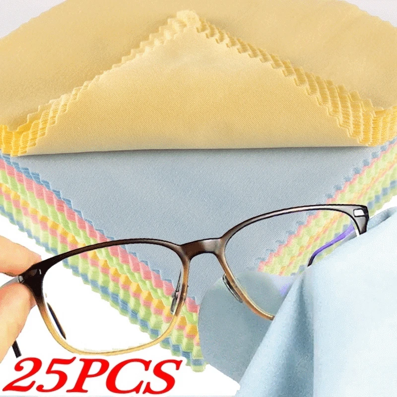 

25PCS Chamois Glasses Cleaner Microfiber Glasses Cleaning Cloth for Lens Phone Screen Cleaning Wipes Random Color