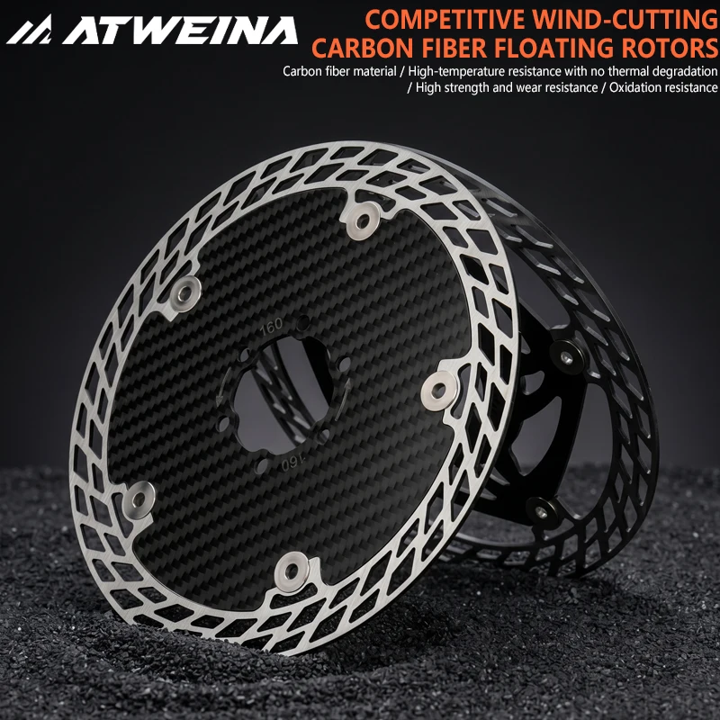 ATWEINA Carbon Fiber Bicycle Brake Disc Floating Brake Disc Heat Resistant Efficient Brake Stainless Steel Outer Ring Material