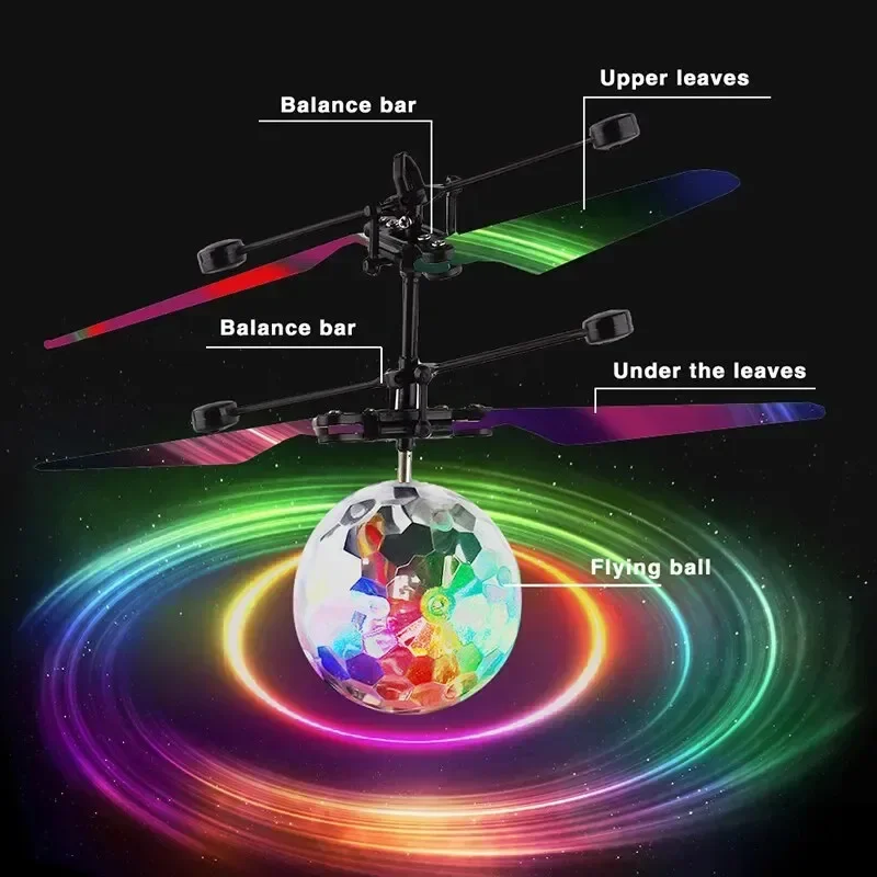 ryf Led Light Suspension Crystal Ball Infrared Induction RC Gesture Control Colorful Glowing Toys Unique Gift for Kids