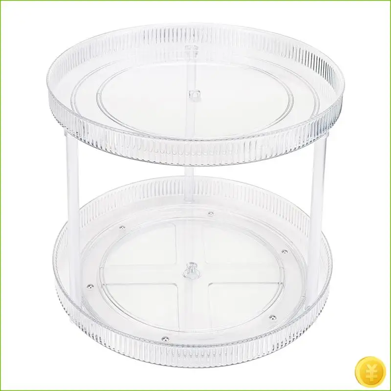 360 °   Bandeja de almacenamiento giratoria, organizador de encimera de baño Lazy Susan de 2 niveles, organizador de cosméticos y perfumes