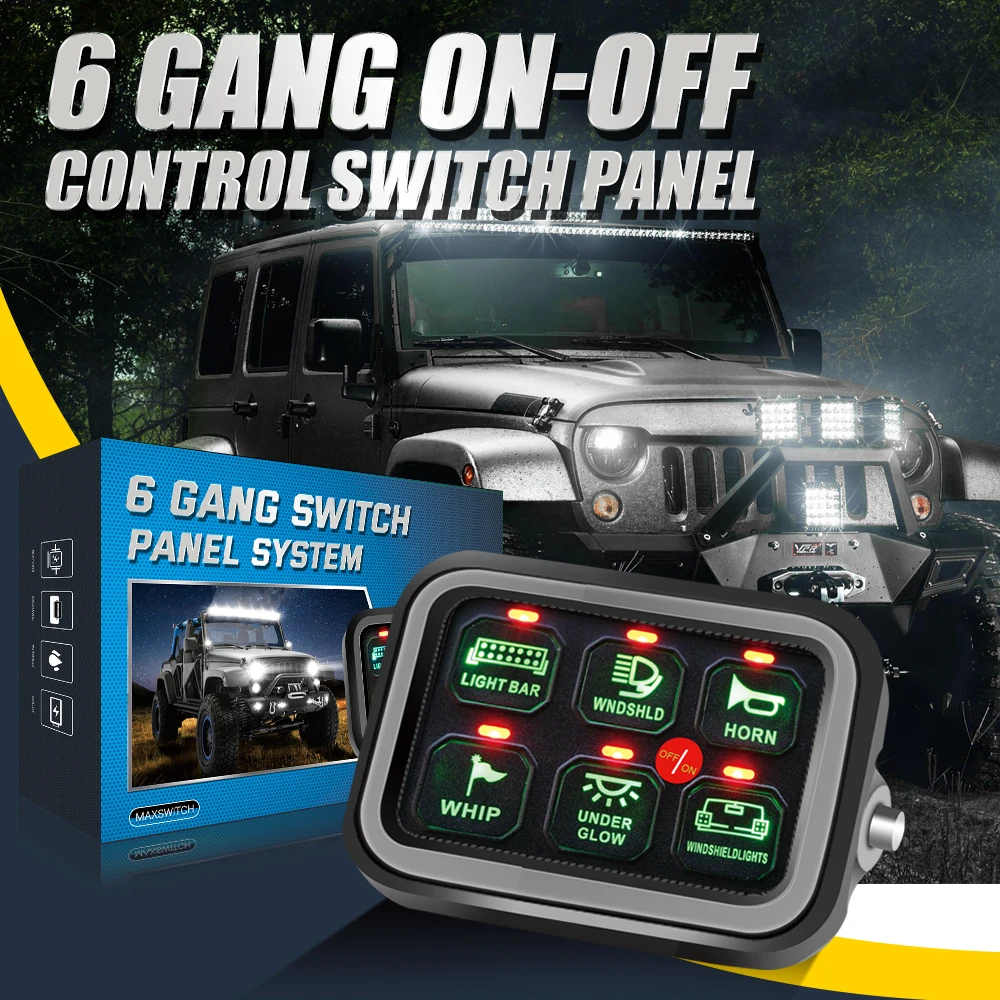 

6 gangs Switch Panel Universal On-Off Control Power System LED Backlight Slim Electronic Relay System for SUV CAMPER RV MARINE