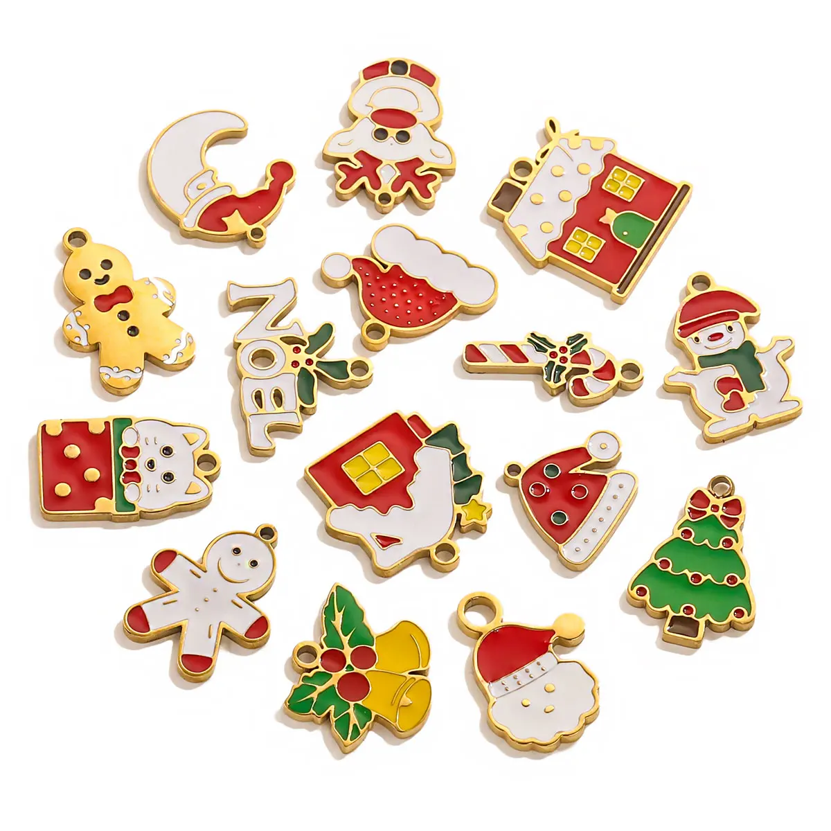 4 個ステンレス鋼エナメルキャンディトナカイクリスマスチャーム DIY ジュエリーネックレスブレスレットギフト作成アクセサリー卸売