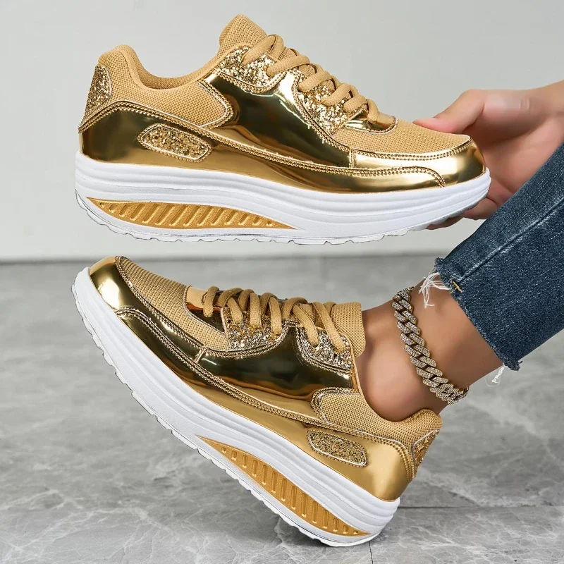 

Mesh Breathable Women Casual Sneakers Lace-up Vulcanized Shoes Ladies Platform Sneakers Female Shoes Plus Size