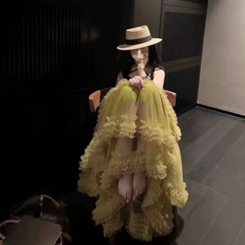 Jupe française en maille irrégulière pour femmes en été, jupe bouffante taille haute à la mode et élégante, douce et rajeunissante