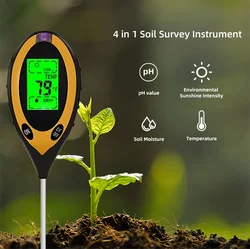 4 in 1 Soil PH Meter Tester Soil Tester PH Moisture meter Temperature Sunlight Intensity measurement Analysis Soil Acidity Test