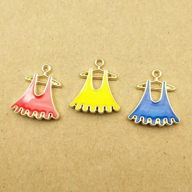 10pcs 17x18mm Enamel Dress Girl Skirt Charm Clothes Hanger Sexy Hanging Necklace Earrings Pendant Handmade Diy Jewelry Materials