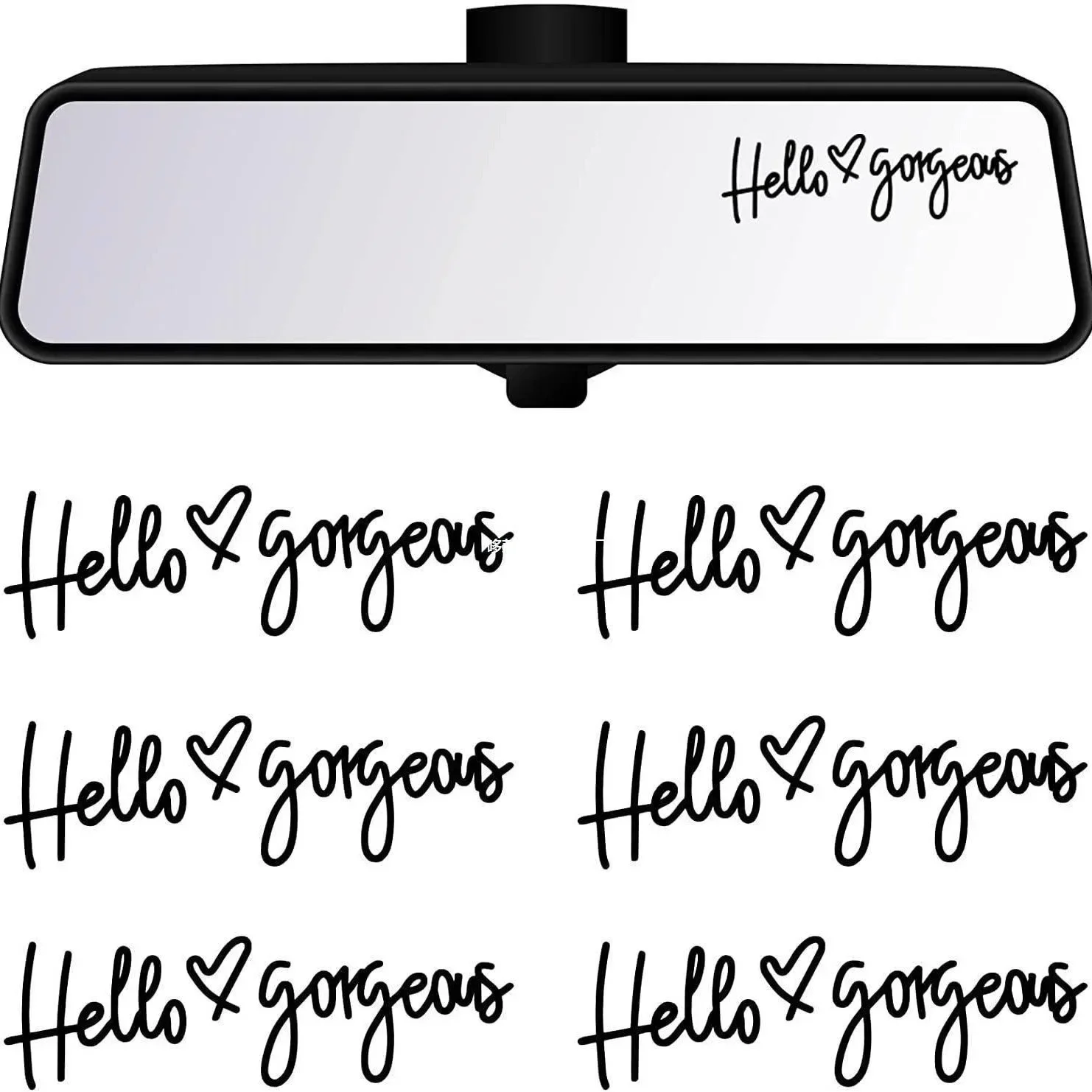 Artistic Hello Car Rearview Mirror Auto Decorative Accessory Inter Moulding Car Stickers Waterproof  Inter Ornaments