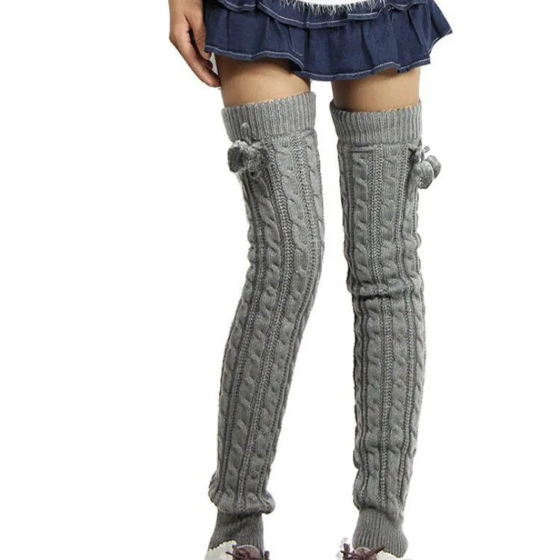 

Носки выше колена, длинные зимние гетры до щиколотки, женские эластичные однотонные вязаные женские носки с напуском, теплые женские носки