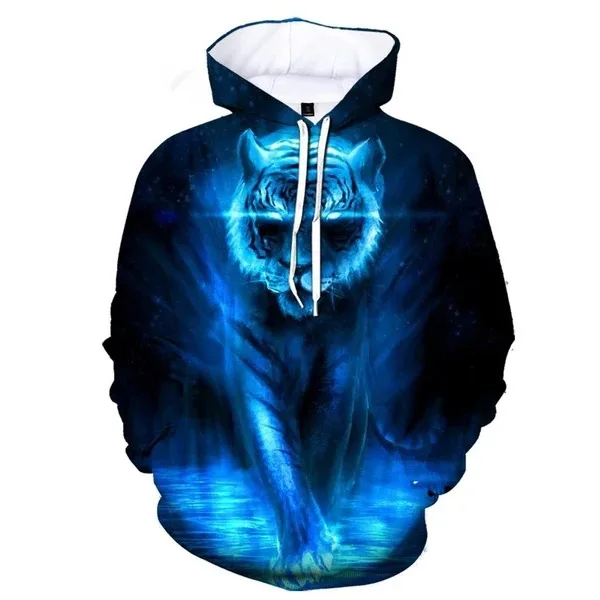 

3D Tiger Printed Hoodies for Men and Women, Hooded Sweatshirt, Fashion