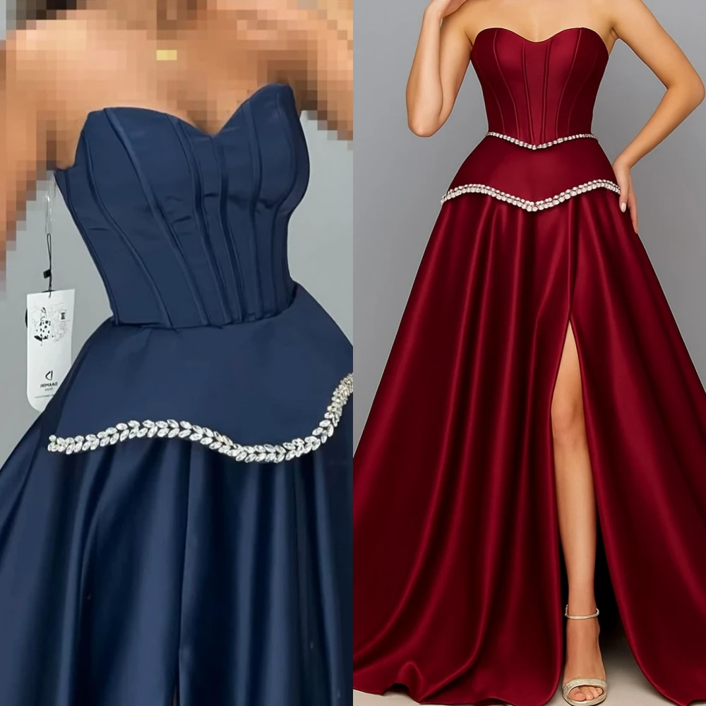 Abito da sera formale elegante senza spalline a-line personalizzato Abiti da festa con temperamento alla moda Abito da ballo delicato di alta qualità