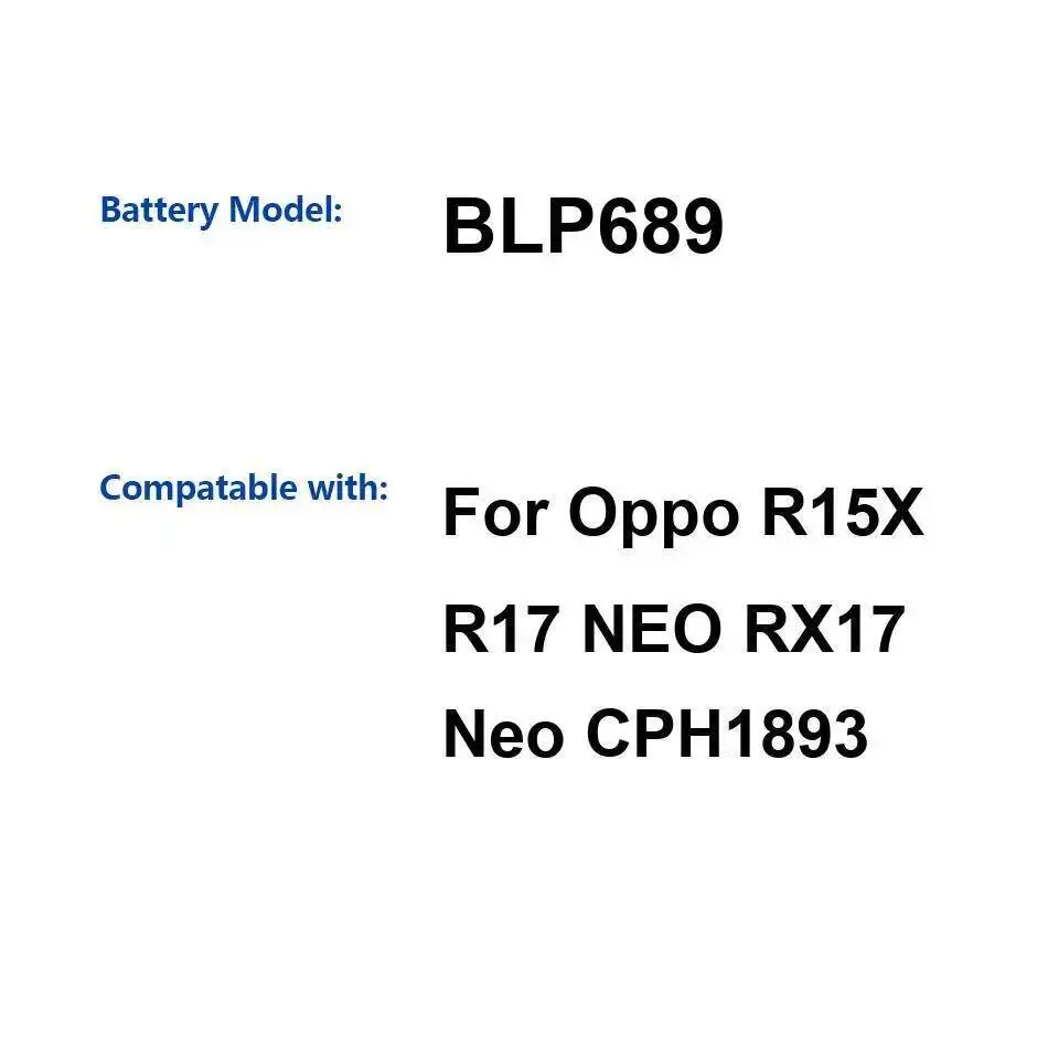 

Прочный аккумулятор мобильного телефона BLP689, долговечная работа 3600 мАч для Oppo R15X R17 Neo RX17 CPH1893