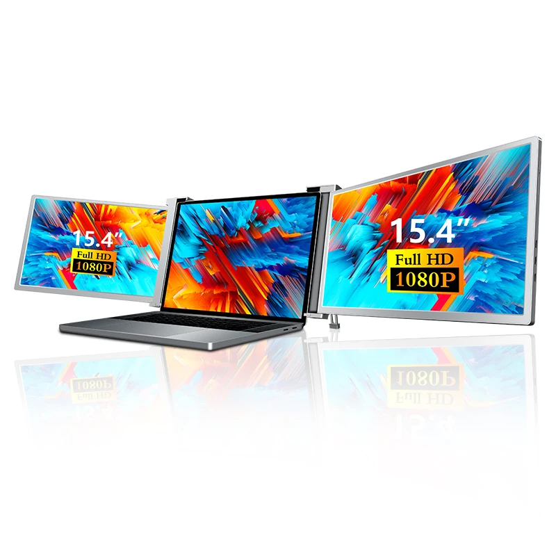 15.4 Inch Triple Monitor HDR-enabled IPS Computer with Multiple Ports Three Screens LCD Display
