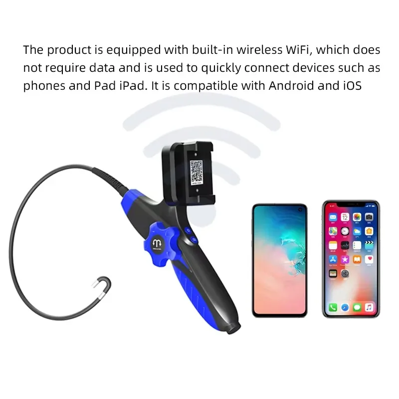 กล้องเอนโดสโคปอุตสาหกรรมไร้สาย WiFi หมุนได้ 360 องศา พร้อมขาตั้งแบบปรับได้สำหรับ iPhone