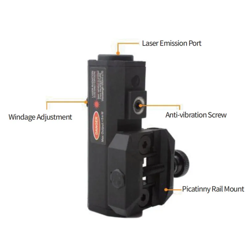 Mira laser de ponto vermelho recarregável com carregamento USB adequada para mira laser de montagem em trilho de 20 mm