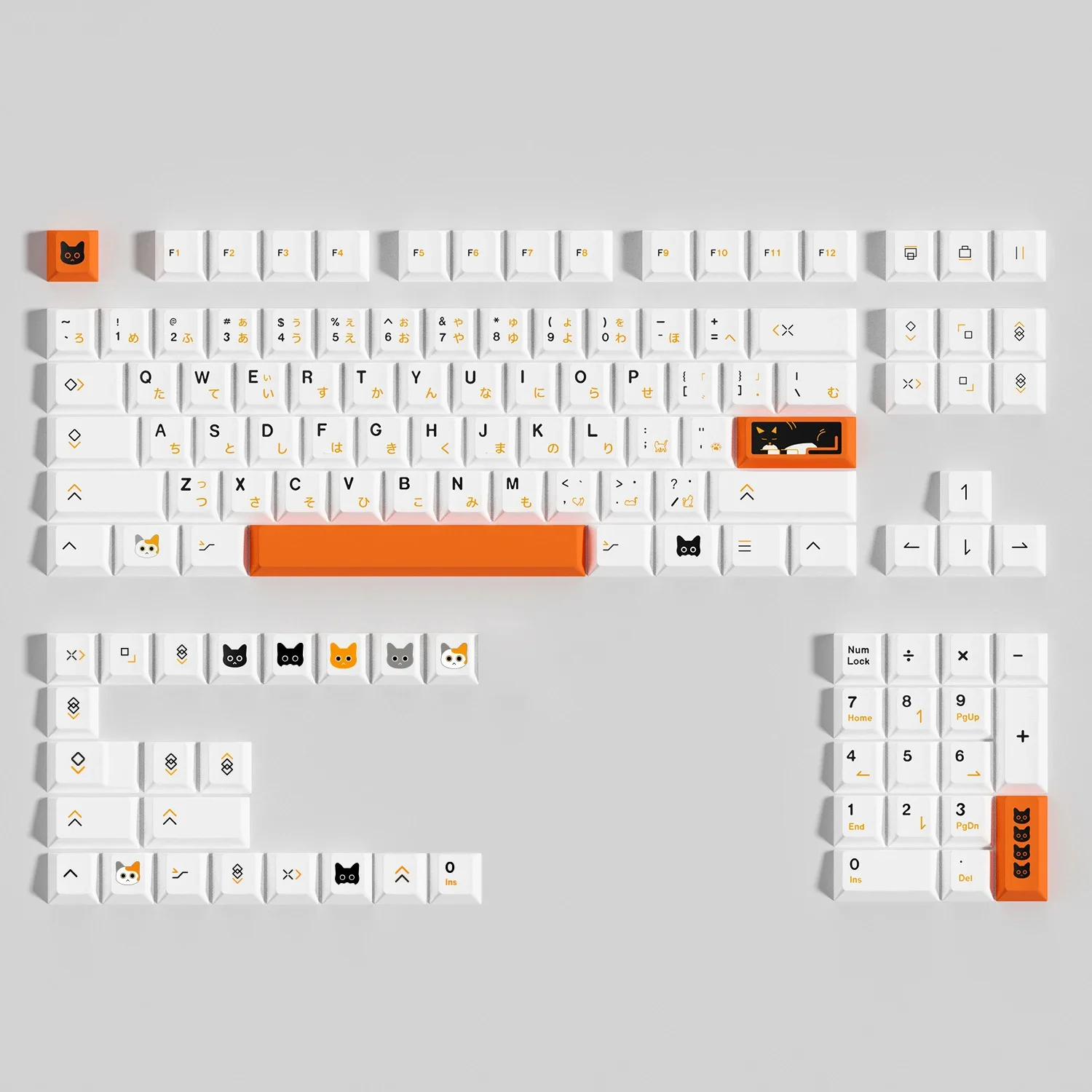 Imagem -02 - Teclado Japonês Branco Keycap Calico Cat Keycap Bonito Small Complete Grupo Pbt Cherry 65 75 98 104for Teclado Mecânico 126 Teclas