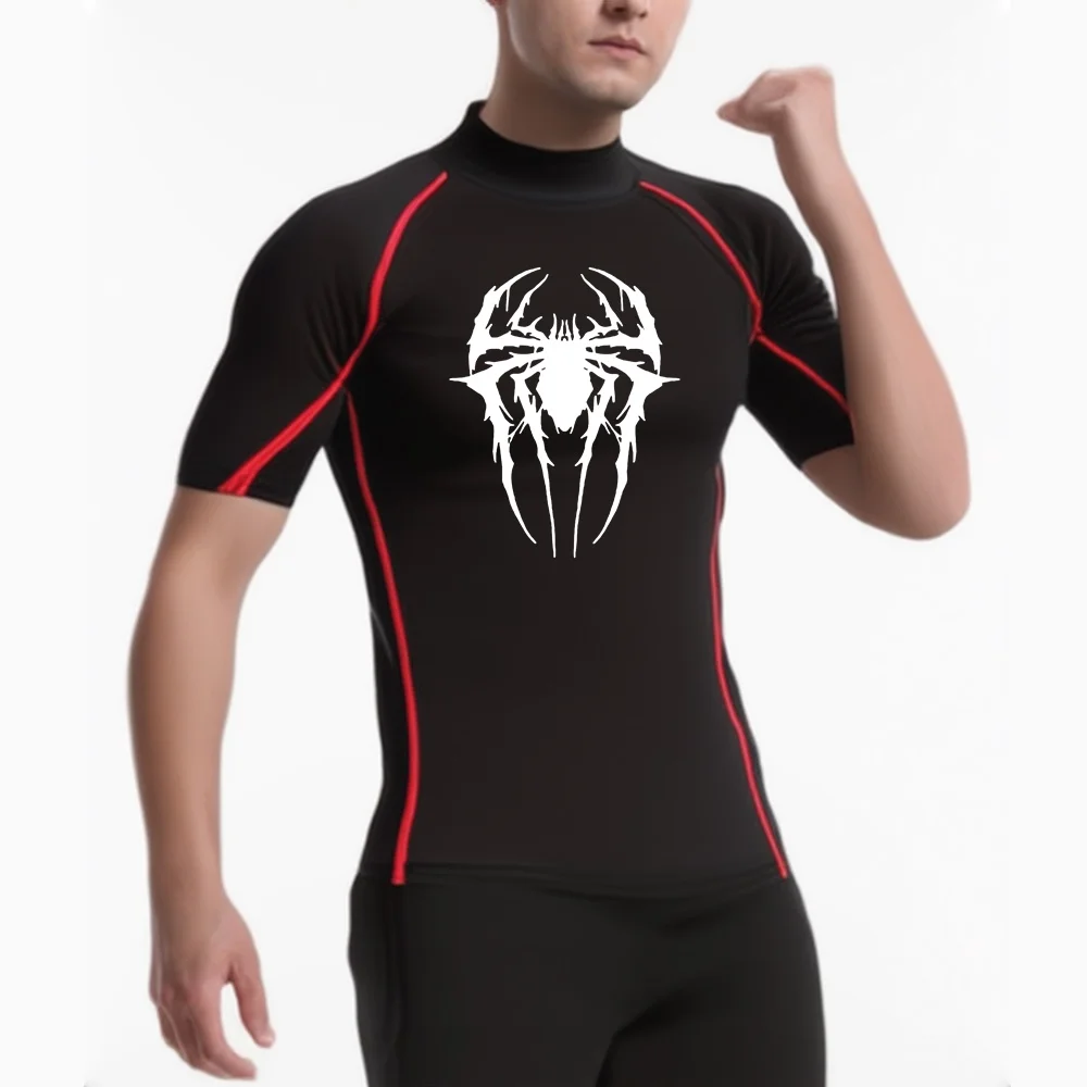 Men's Spider-printed Compressed Shirt, Fitness Sports, Running T-shirts, Fitness Sports Athletes Quick Dry Short-sleeved S-3XL image 6